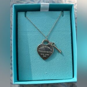 Authentic Tiffany and Co Heart and Key Pendent Necklace